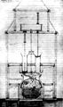 Поперечный разрез первой паровой заводской машины, изобретенной И. И. Ползуновым в 1763 году и построенной в 1764 -- 1765 годах - Центральный исторический музей в С-Петербурге